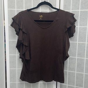 Belle by Kim Gravel  ruffle sleeve, short sleeve top